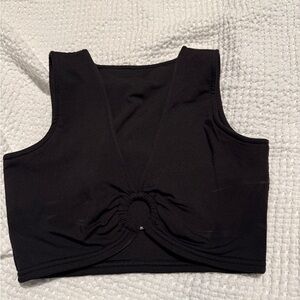 SHEIN Black Cropped Tank with Center Ring Detail
